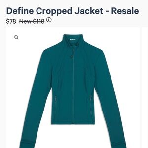 ISO - Storm teal define lululemon jacket sz 14